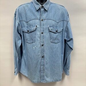 Vintage Stetson Western Shirt With Metal Buttons Size Large